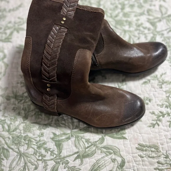 UGG Brown Leather/Suede Western Cowboy Riding Boots Size 6.5 Women High Top - Picture 11 of 13